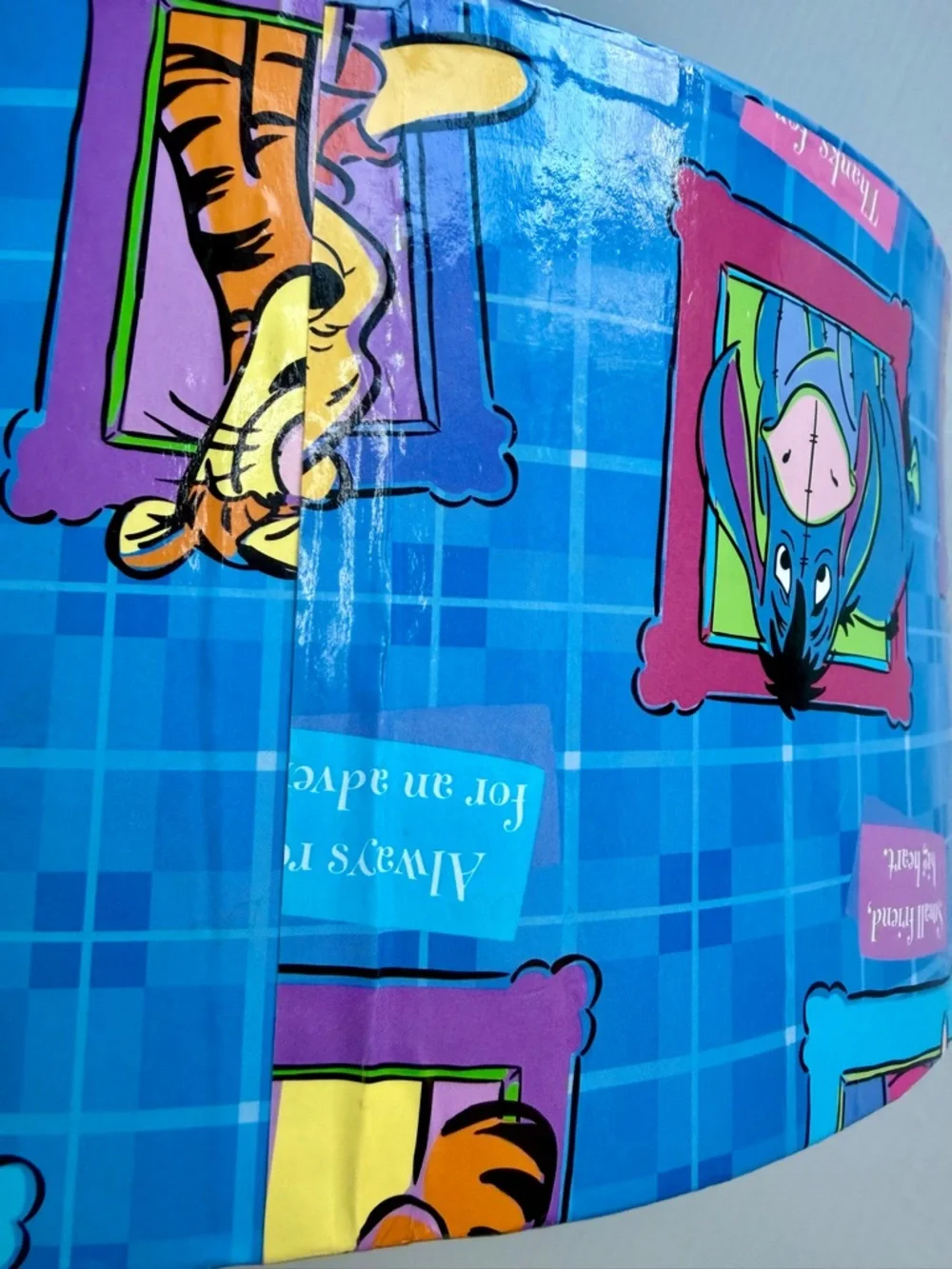 Vintage Classic Disney Winnie The Pooh/Tiger/Piglet Hat Box Round. Blue